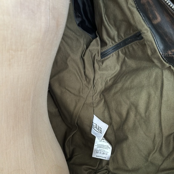 VON DUTCH Leather Pilot Bomber Jacket - Picture 12 of 14